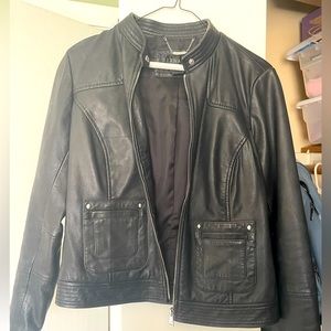 Bernardo Leather Motto Jacket - Black - Small